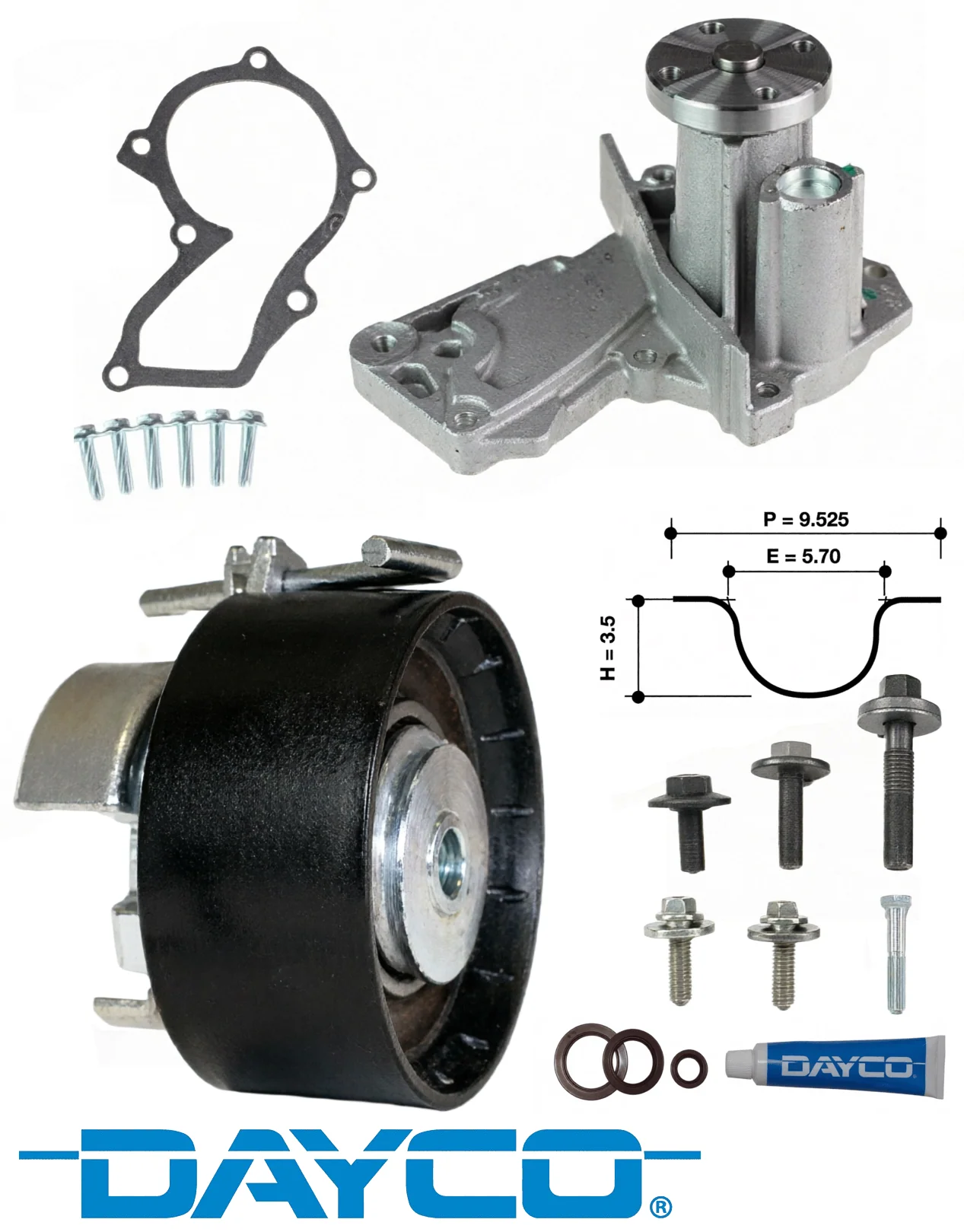 DAYCO TIMING BELT KIT TO SUIT FORD FXJA FYJA SPJA HWDA HXDA 1.4L 1.6L I4 - Image 2