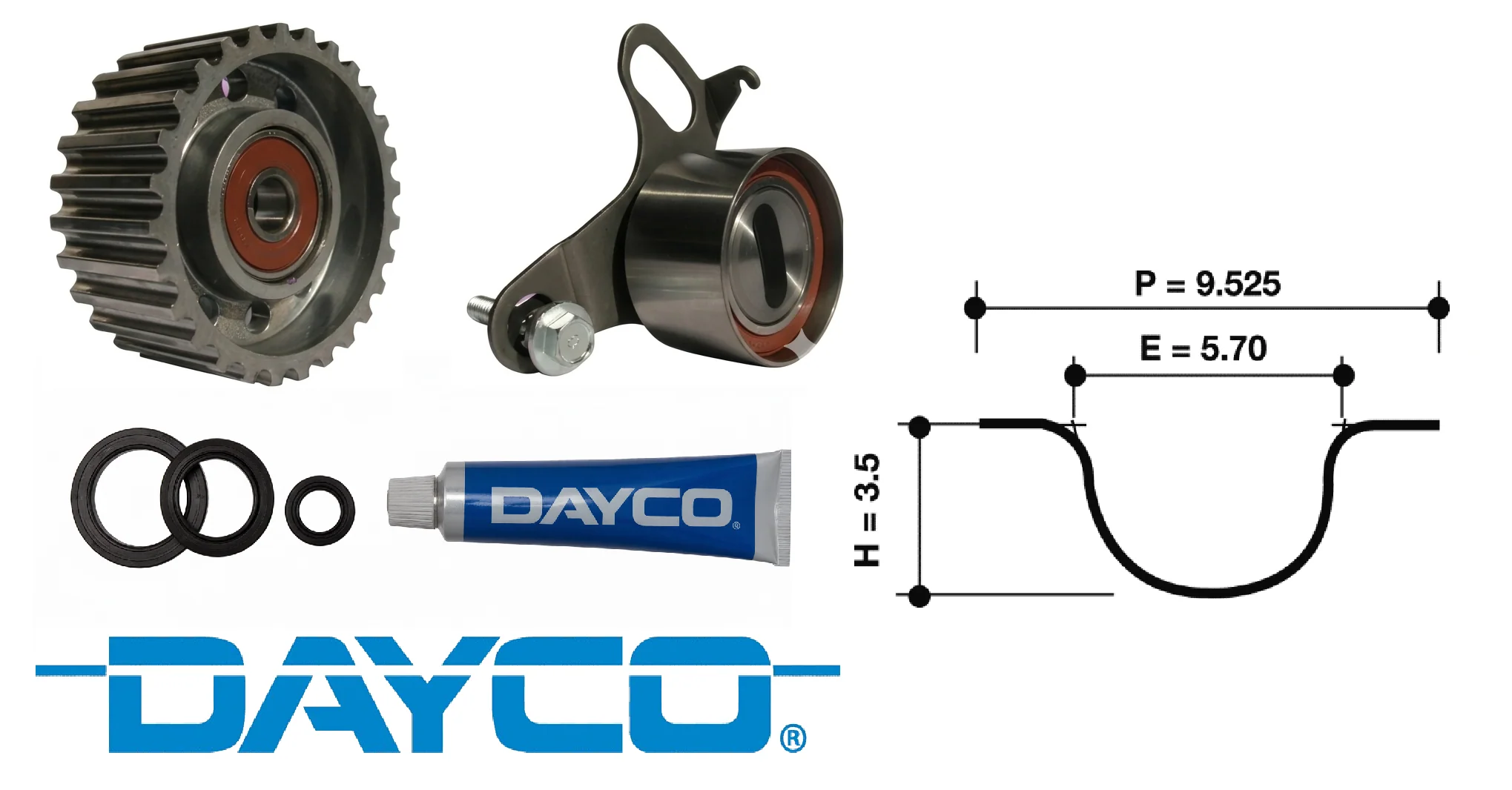 DAYCO TIMING BELT KIT TO SUIT TOYOTA HIACE LH101R LH103R LH113R LH125R 3L DIESEL 2.8L I4 - Image 2