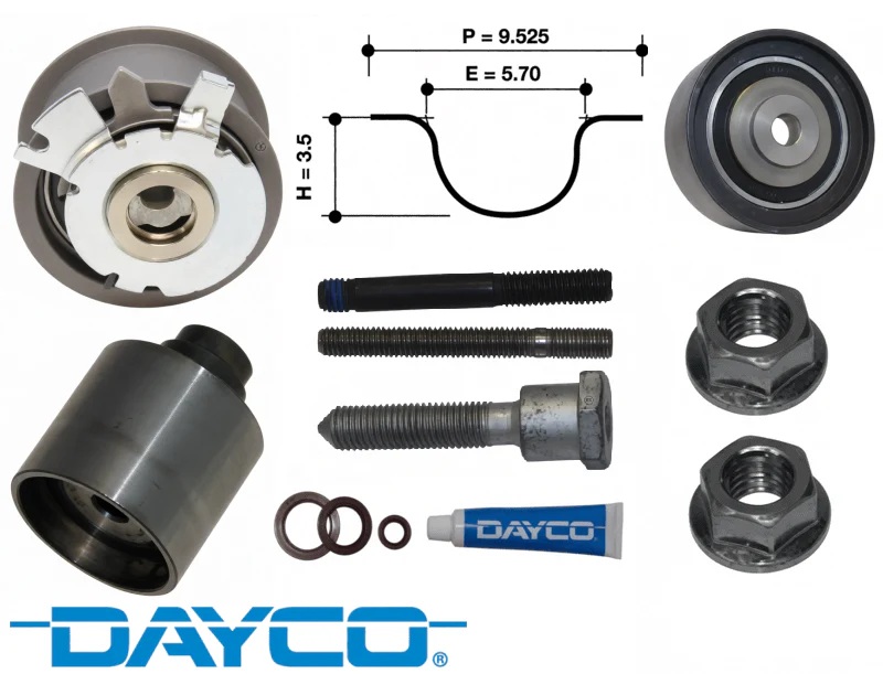 DAYCO TIMING BELT KIT TO SUIT VOLKSWAGEN BKD BMN BMR BKP TURBO DIESEL 2.0L I4 FROM 02/2007