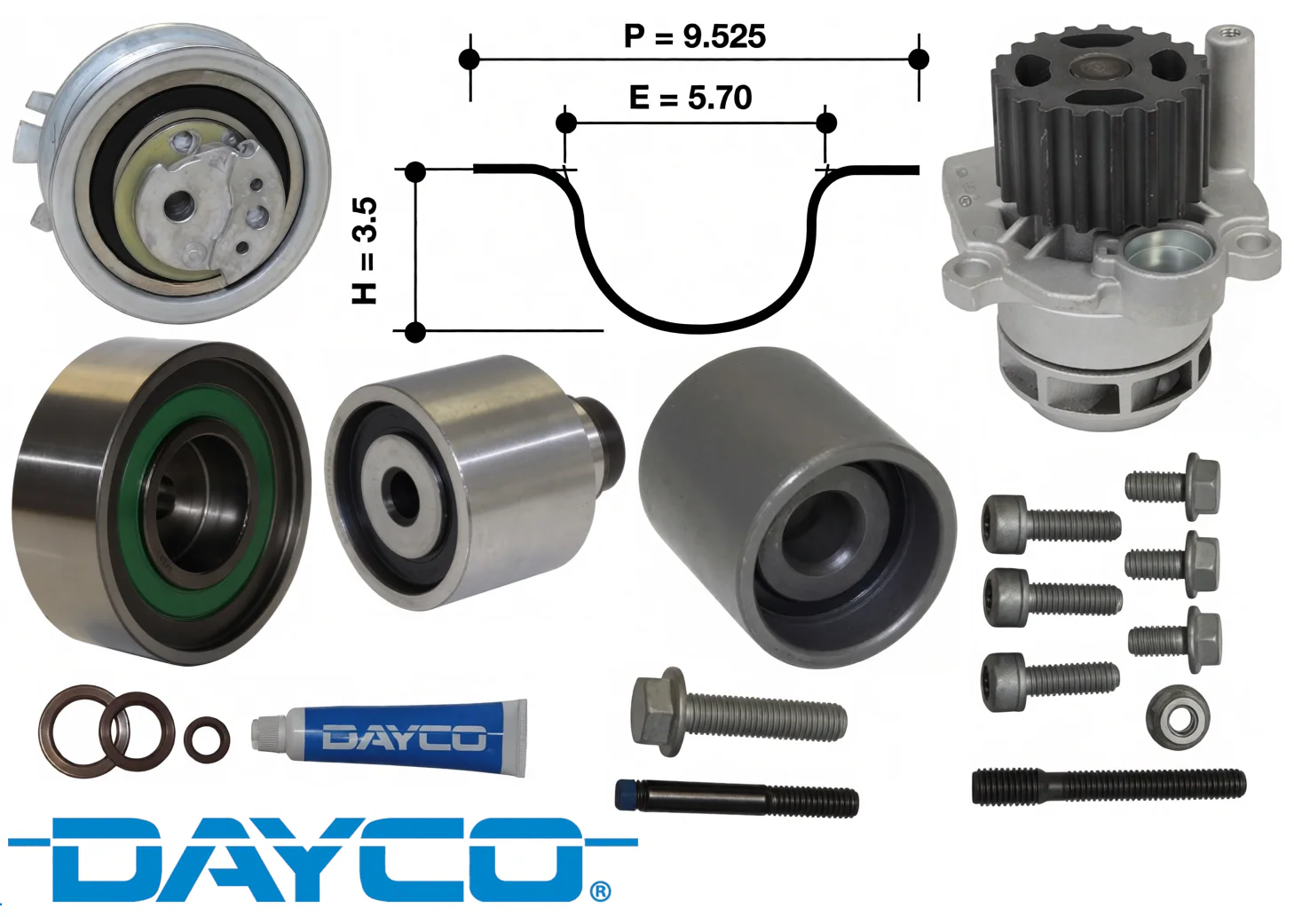 DAYCO TIMING BELT KIT TO SUIT VOLKSWAGEN TRANSPORTER T5 CAAB CAAC CFCA 2.0L I4 FROM 03/2010 - Image 2
