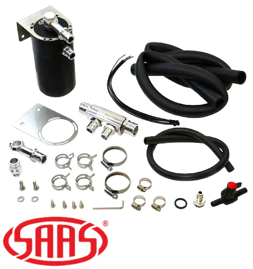 SAAS BAFFLED OIL CATCH CAN KIT TO SUIT FORD RANGER PX2 PX3 P5AT TURBO DIESEL 3.2L I5 - Image 2