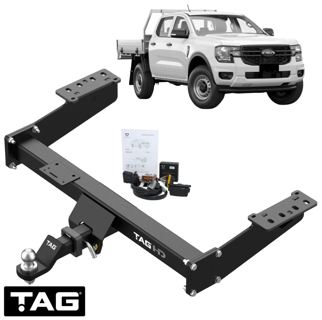 TAG HD 3-PIECE DESIGN TOW BAR & ERICH JAEGER WIRING FOR FORD RANGER PY P02S 2.0 I4 EXTENDED TRAYBACK