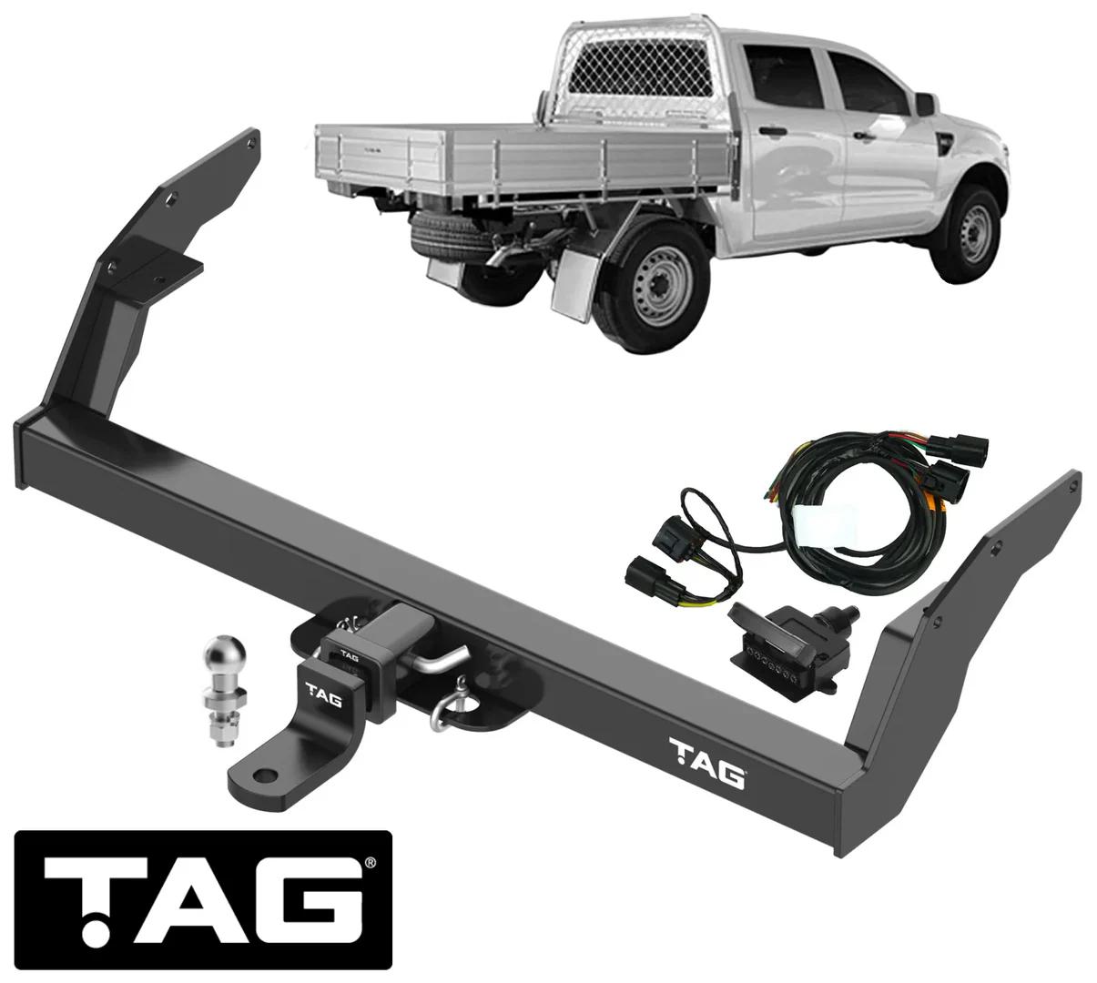 TAG HD TOW BAR W/O REAR STEP & WIRING KIT FOR FORD RANGER PJ PK WLAT WEAT 2.5 3.0 I4 CAB CHASSIS RWD