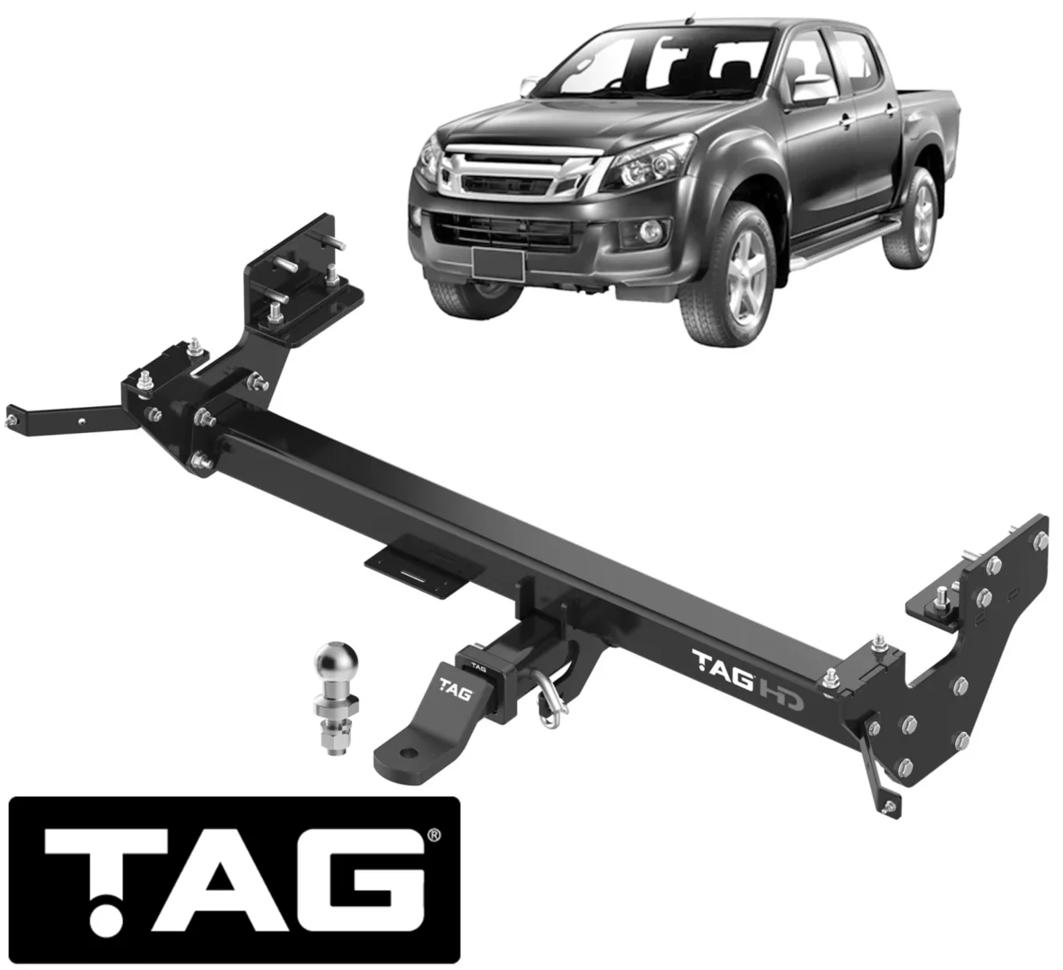 TAG HEAVY DUTY 3-PIECE DESIGN TOW BAR TO SUIT ISUZU D-MAX TFR 4JJ1-TC 3.0L I4 TILL 07/2020