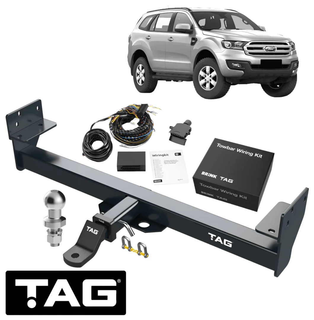 TAG HEAVY DUTY TOW BAR & BRINK WIRING KIT TO SUIT FORD EVEREST UA P5AT 3.2L I5 FROM 07/15 TILL 05/22