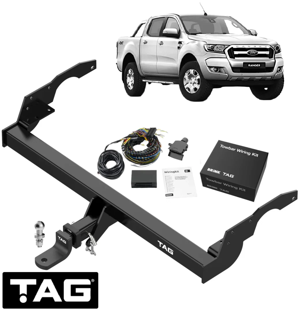 TAG HEAVY DUTY TOW BAR & BRINK WIRING KIT TO SUIT FORD RANGER PX P5AT 3.2L I5 TILL 07/15 CAB CHASSIS