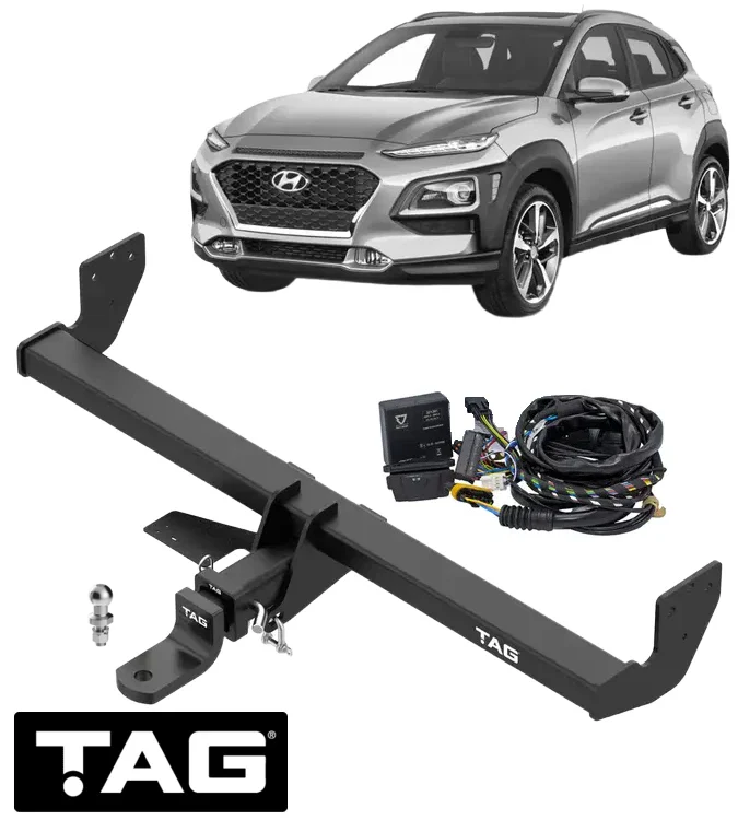 TAG HEAVY DUTY TOW BAR & WIRING KIT TO SUIT HYUNDAI KONA OS G4NS G4NH G4FP G4FJ TURBO 1.6L 2.0L I4