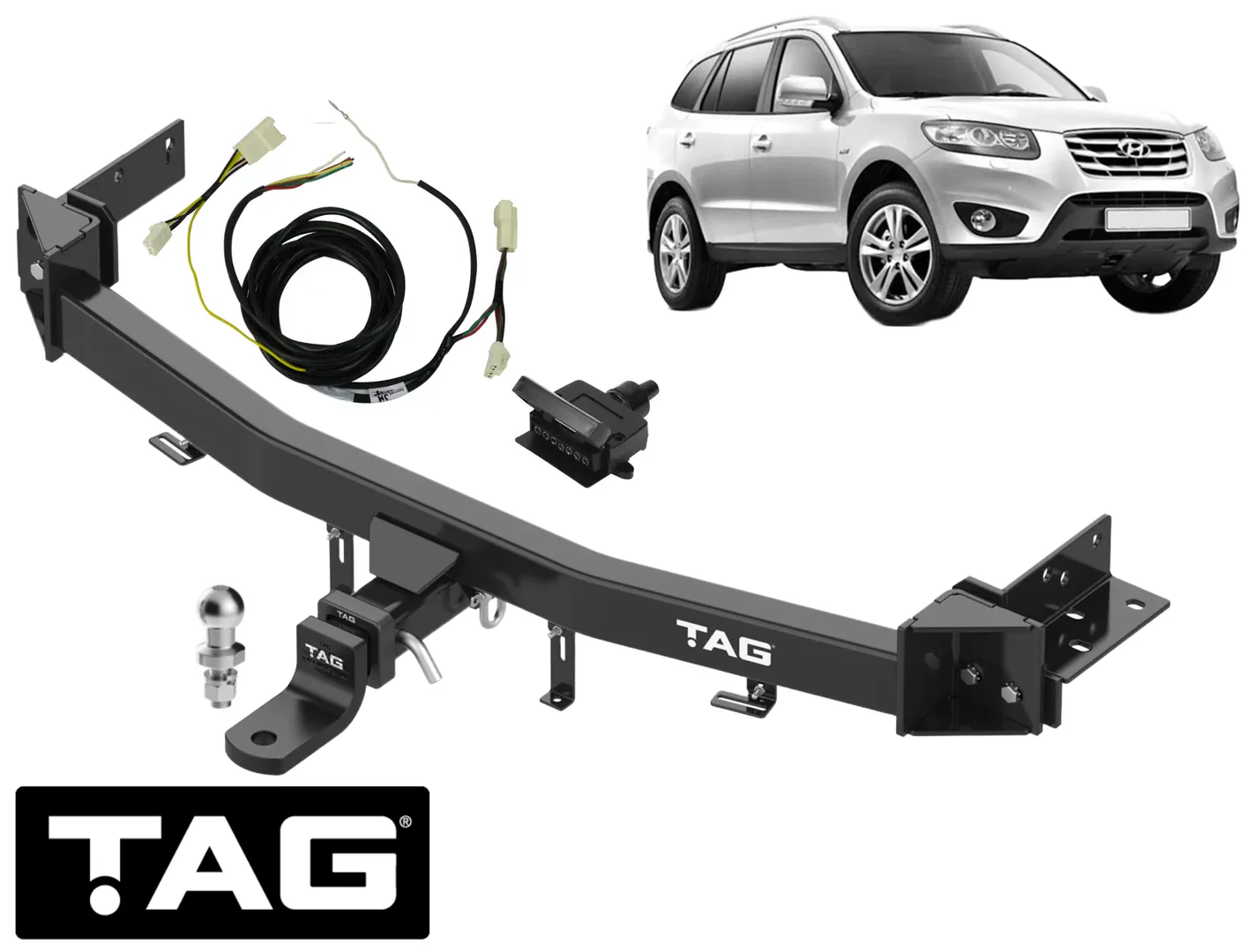 TAG HEAVY DUTY TOW BAR & WIRING KIT TO SUIT HYUNDAI SANTA FE CM G6DC G6DB G6EA 2.7L 3.3L 3.5L V6
