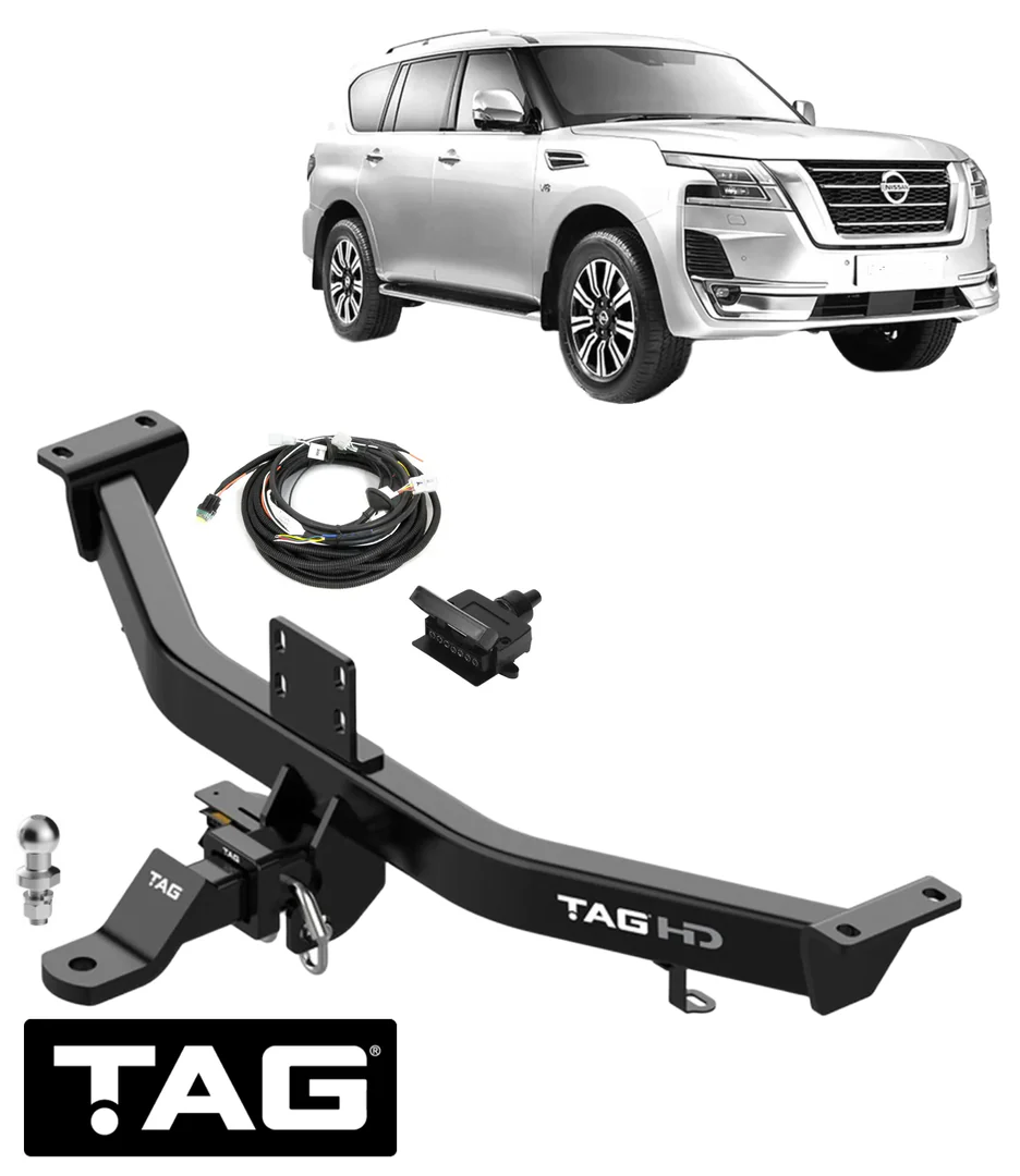 TAG HEAVY DUTY TOW BAR & WIRING KIT TO SUIT NISSAN PATROL Y62 VK56VD 5.6L V8