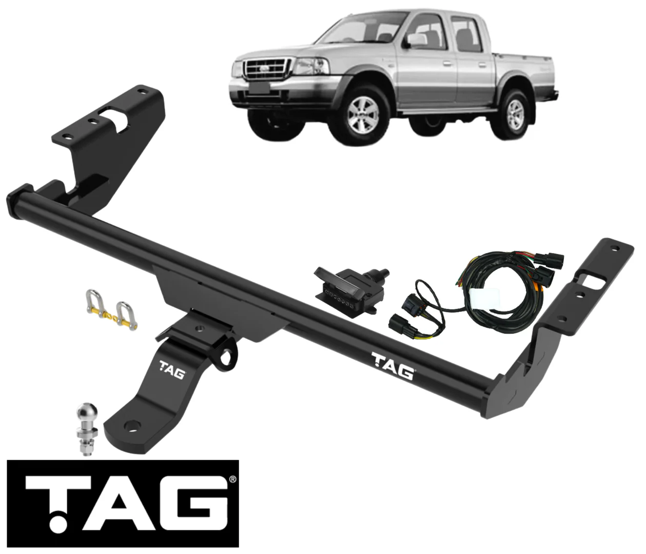 TAG STD DUTY TOW BAR & WIRING KIT FOR FORD RANGER PJ PK WLAT WEAT 2.5L 3.0 I4 UTE & CAB CHASSIS, RWD